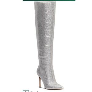 NEW‎ INC Saveria Rhinestone Tall Over-The-Knee Boots Silver size 5.5